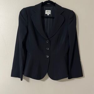 Armani Collezioni Wool Blazer Black Sz 4 Timeless Quiet Luxury Old Money Classic